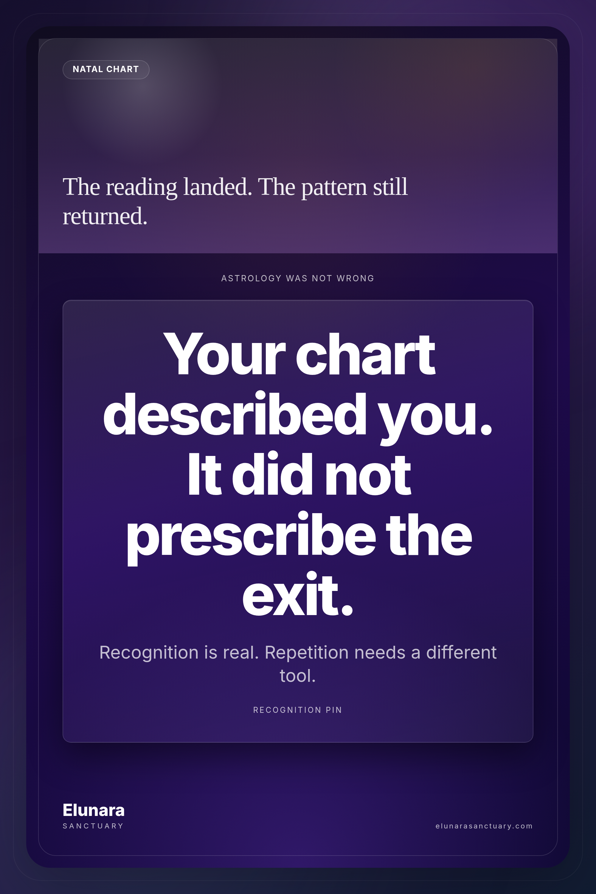 Pinterest pin for Elunara article: astrology chart described not prescribed