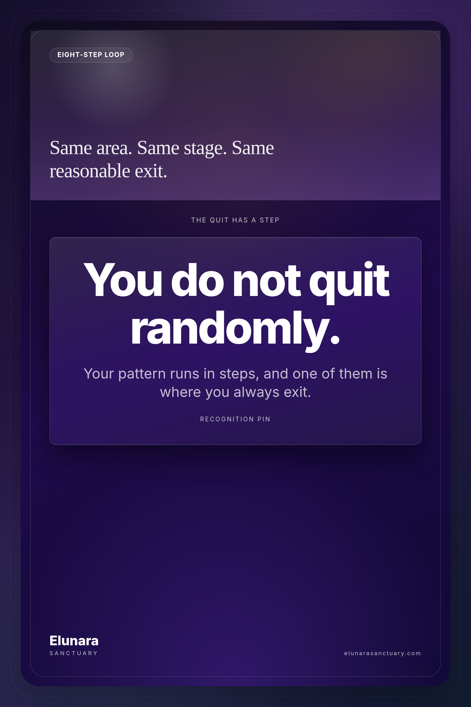 Pinterest pin for Elunara article: eight steps your pattern runs in one where you quit