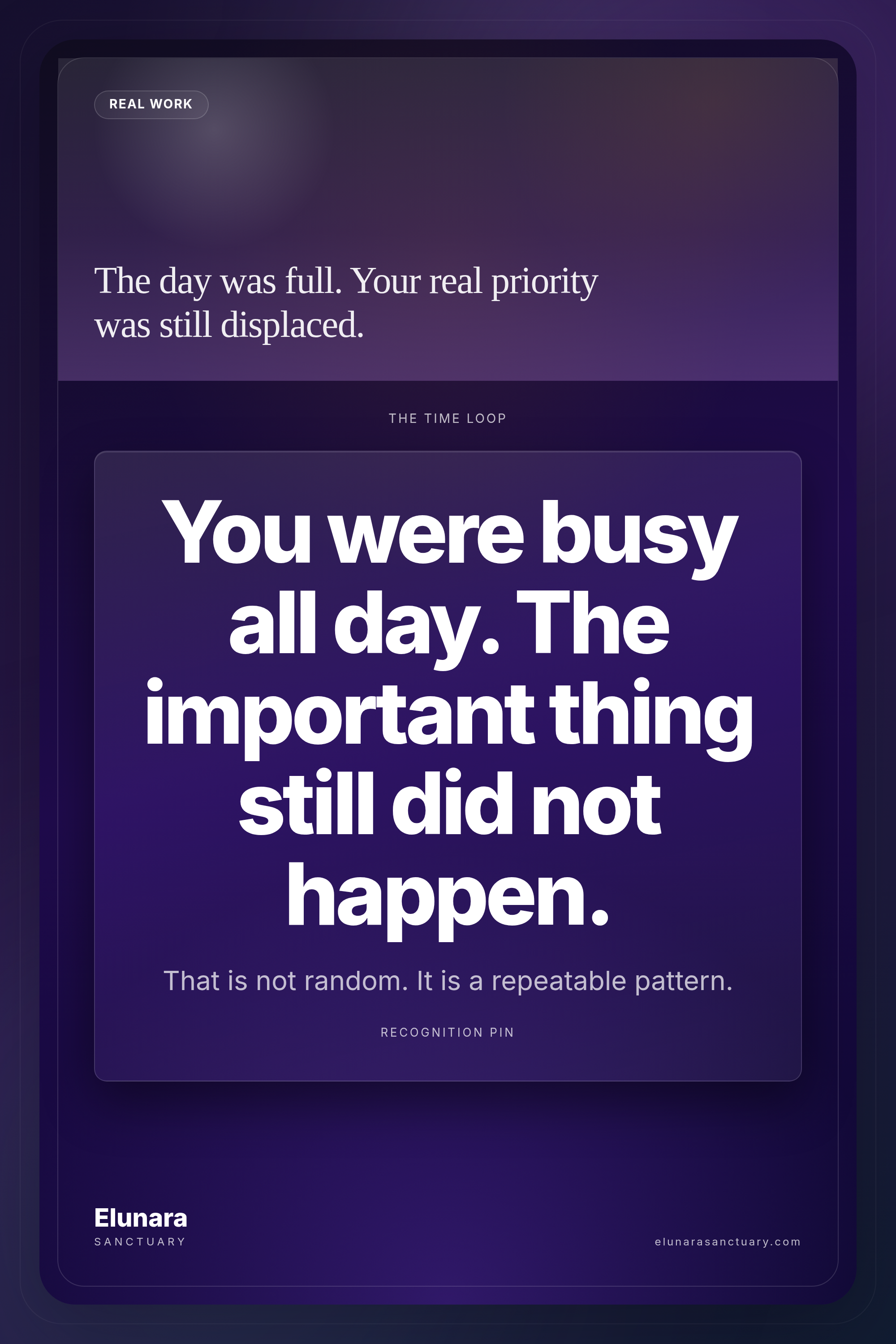 Pinterest pin for Elunara article: never time for what matters