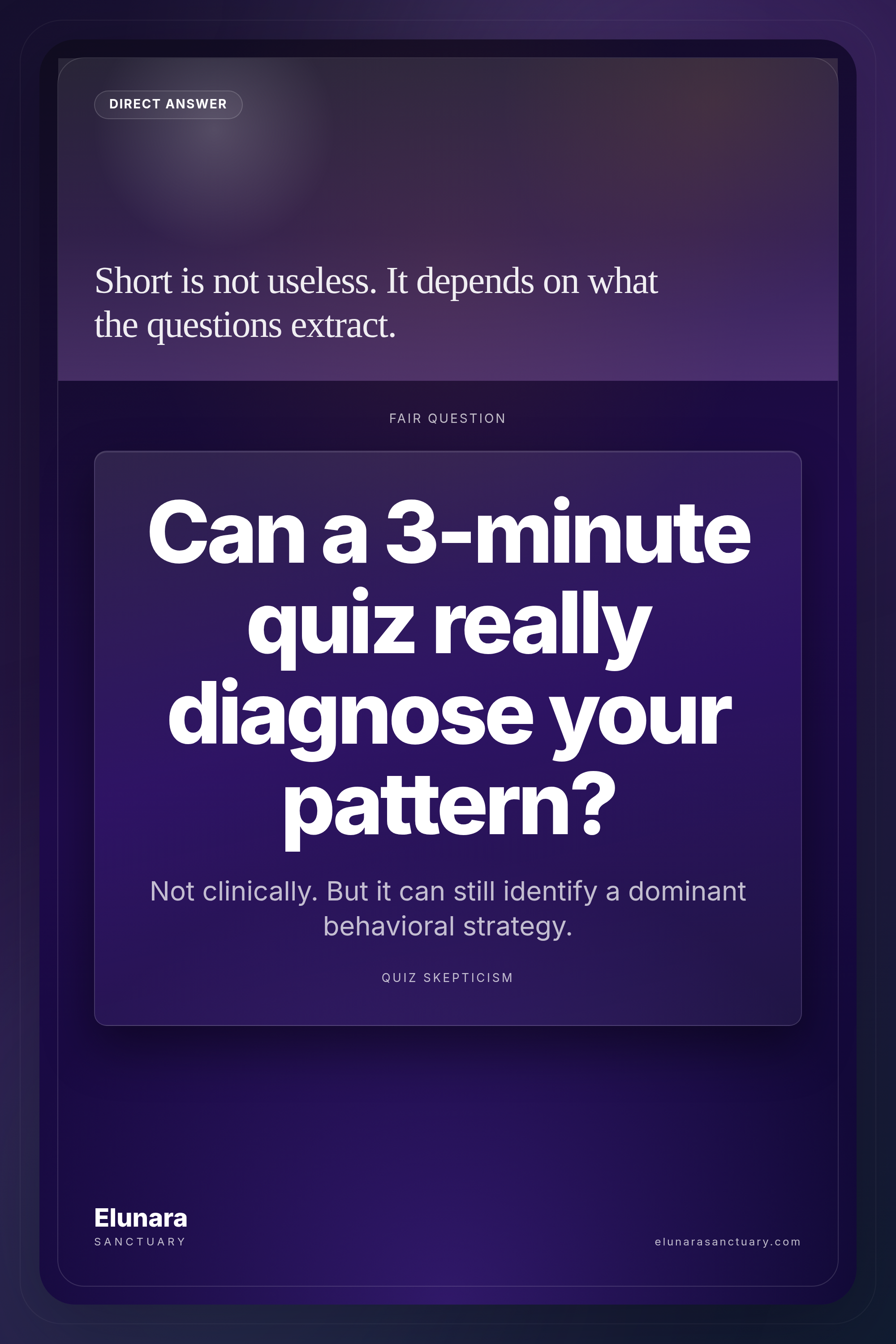Pinterest pin for Elunara article: three minute quiz diagnose pattern