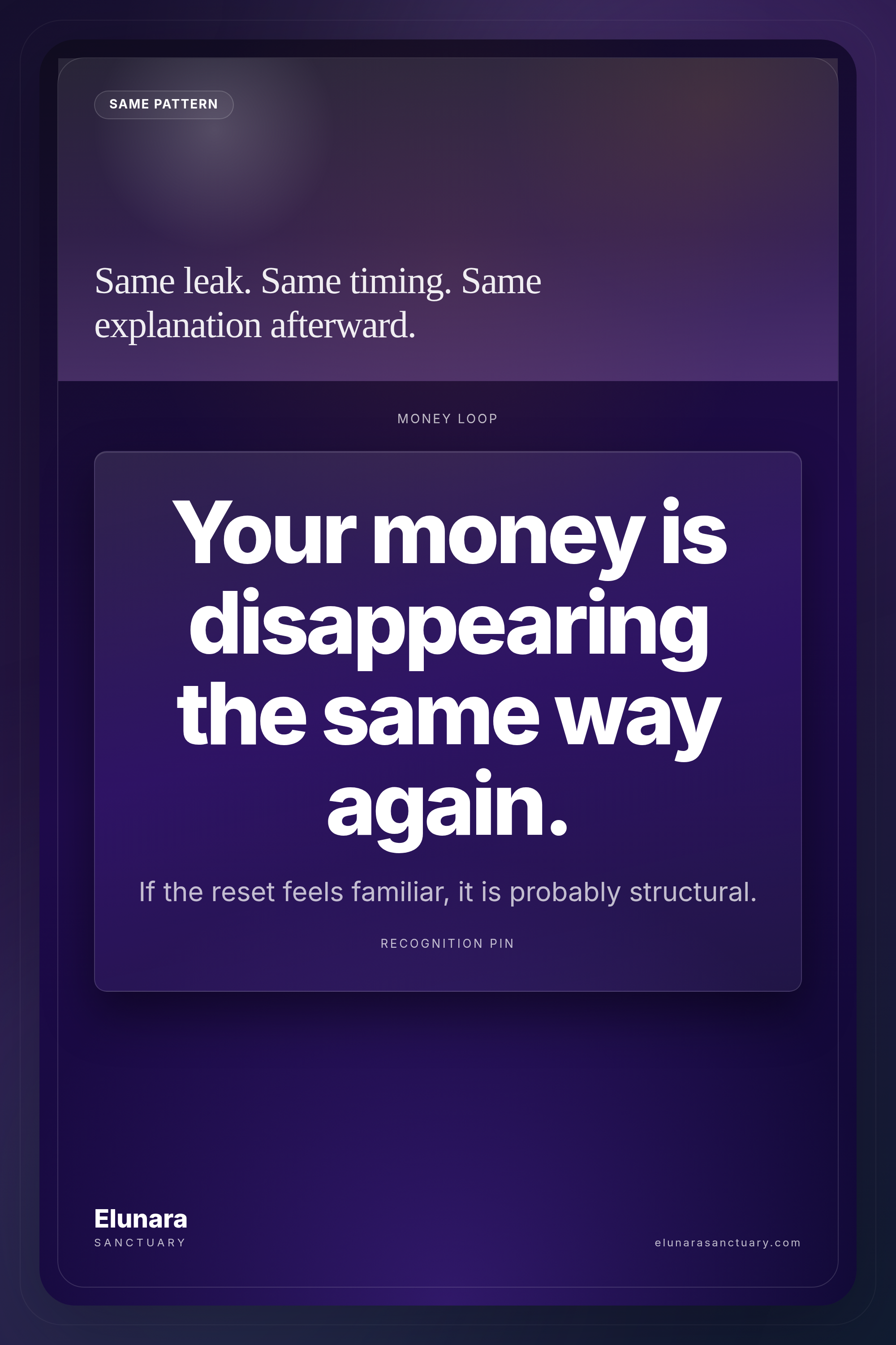 Pinterest pin for Elunara article: why money keeps disappearing same way
