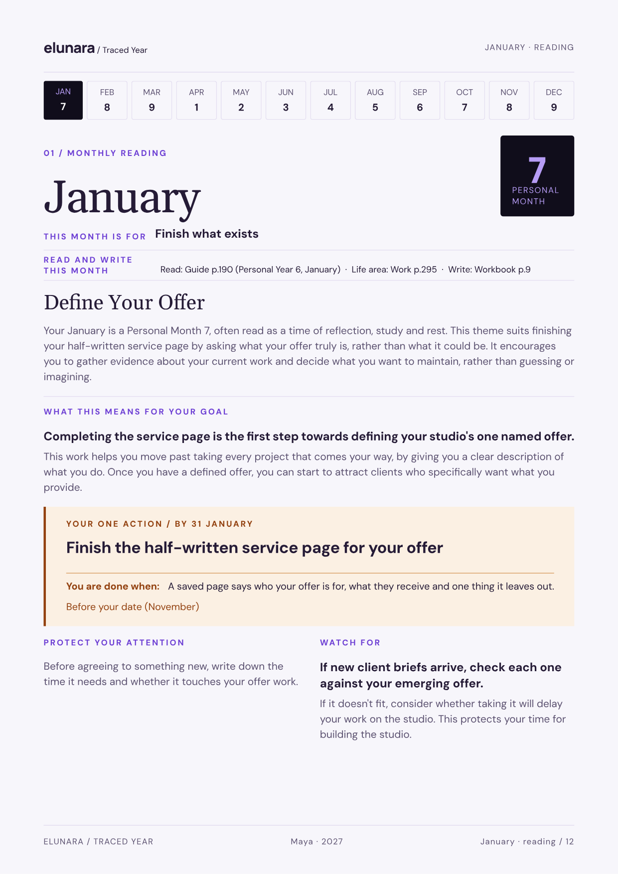 A monthly reading, from the sample forecast
